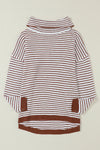 Brown Striped Turtleneck Oversized Sweater