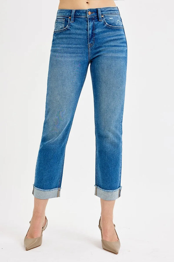 RISEN Full Size High Rise Boyfriend Fit Ankle Jeans Plus SIze