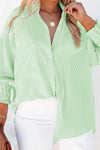 Pink Striped Pocket Button Up Plus Size Shirt
