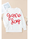 Dark Blue Tinsel Game Day Drop Shoulder Sweatshirt