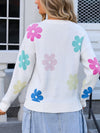 Angel Wings Flower Round Neck Long Sleeve Sweater - Cocoa Yacht Club