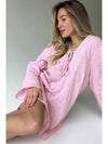 Light Pink Knot Lace Up Sexy Pajama Dress