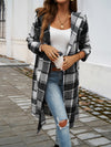 Devine Plaid Long Sleeve Hooded Coat - Cocoa Yacht Club