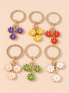 White Cute Daisy Shape Ornament Key Ring