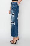 Risen Full Size High Rise Patch Detailed Wide Leg Crop Jeans - Cocoa Yacht Club