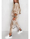 Parchment Velvet Lantern Sleeve Zipped Top & Joggers Pants Set