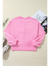 Sachet Pink Plain Drop Sleeve Henley Sweatshirt