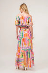 And The Why Puff Sleeve Elastic Edges Geo Printed Crop Top