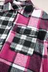 Black Plaid Colorblock Loose Flat Pocket Shacket