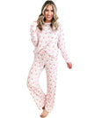 Pink Santa Claus Striped Print Loose Fit Two Piece Loungewear Set