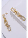 Gold Chain Link Rhinestone Decor Plate Stud Earrings