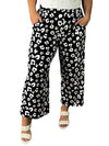 Leopard Print Wide Leg Pockets Plus Size Pants