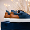 Rubberized Calfskin Sneaker Navy
