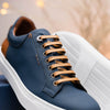 Rubberized Calfskin Sneaker Navy