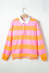 Yellow Colorblock Button Collared Sweatshirt