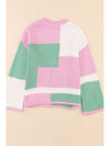 Color Block Round Neck Drop Shoulder Sweater