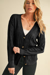 Black Hollow Knit Drop Shoulder Cardigan