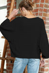 Black Ribbed Knit 3/4 Sleeve Dolman Sweater