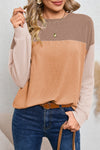 Black Ribbed Color Block Long Sleeve Top