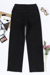 Sky Blue Mid Rise Asymmetrical Waist Wide Leg Jeans