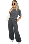 Dark Grey Crewneck Tee and Loose Pants Set