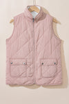 Black Zip Up Fleece Lined Quilted Vest Coat