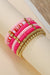 Bright Pink 7pcs Color Block Beaded Bracelet Set