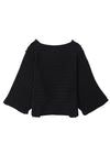 Black Ribbed Knit 3/4 Sleeve Dolman Sweater