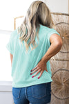 Dark Blue Corded Knit Color Block Pocketed Crew Neck T Shirt