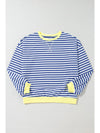 Green Stripe Contrast Edge Oversized Sweatshirt