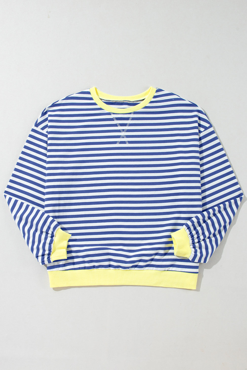 Green Stripe Contrast Edge Oversized Sweatshirt