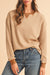 Smoke Gray V Neck Pullover Loose Sweatshirt