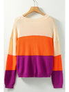 Color Block Drop Shoulder Round Neck Sweater