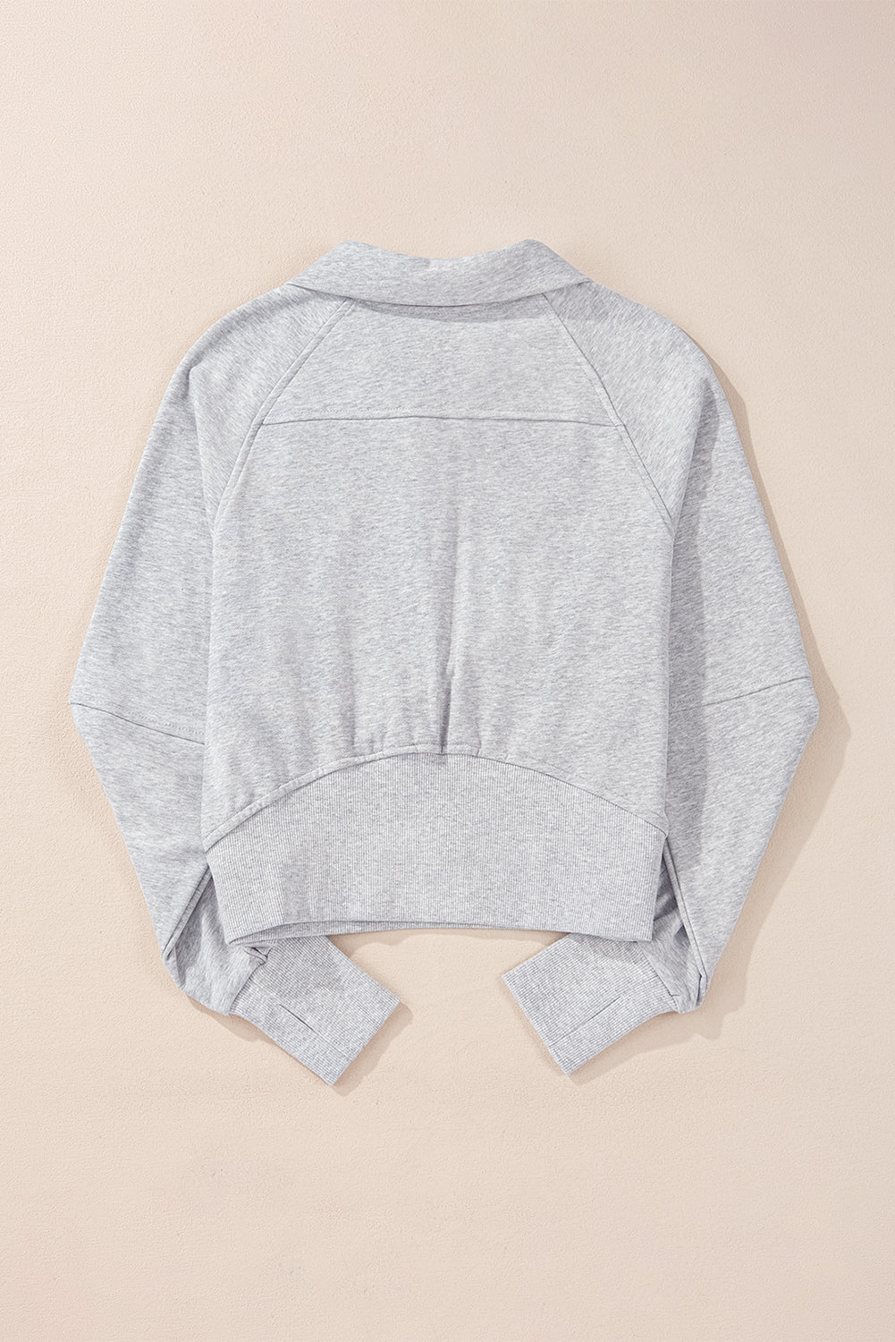 Parchment Quarter Zip Stand Neck Kangaroo Pocket Sweatshirt