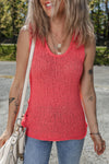 Flamingo Eyelet Knit U Neck Slim Fit Knit Vest