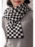 Black Checkered Knitted Soft Warm Large Scarf