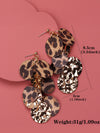 Chestnut Leopard Alloy Disc Stud Dangle Earrings