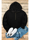 Smoke Green Half Zipper Kangaroo Pockets Drop Shoulder Hoodie