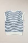 Blue Stripe Contrast Trim Knit Dolman Top