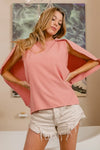 BiBi Woven Top With Fold Over Back Detail