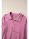 Parchment Quarter Zip Stand Neck Kangaroo Pocket Sweatshirt