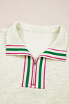 Light Grey Pop of Color Collared Patchwork Pullover Sweatshirt