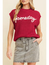 Racing Red Game Day Letter Pattern Knitted Sweater