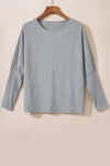 Light Grey Ribbed Dolman Sleeve Top And Pocketed Pants Set