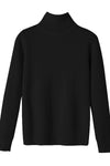 Black Knit Fleece Lined Turtleneck Thermal Slim Fit Top