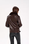 Genuine Mink Fur Embossed Leather Jacket