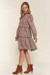 And The Why Full Size Washed Frayed Tiered Plaid Dress - Cocoa Yacht Club