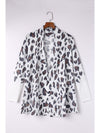 White Leopard Print Casual Open Front Cardigan