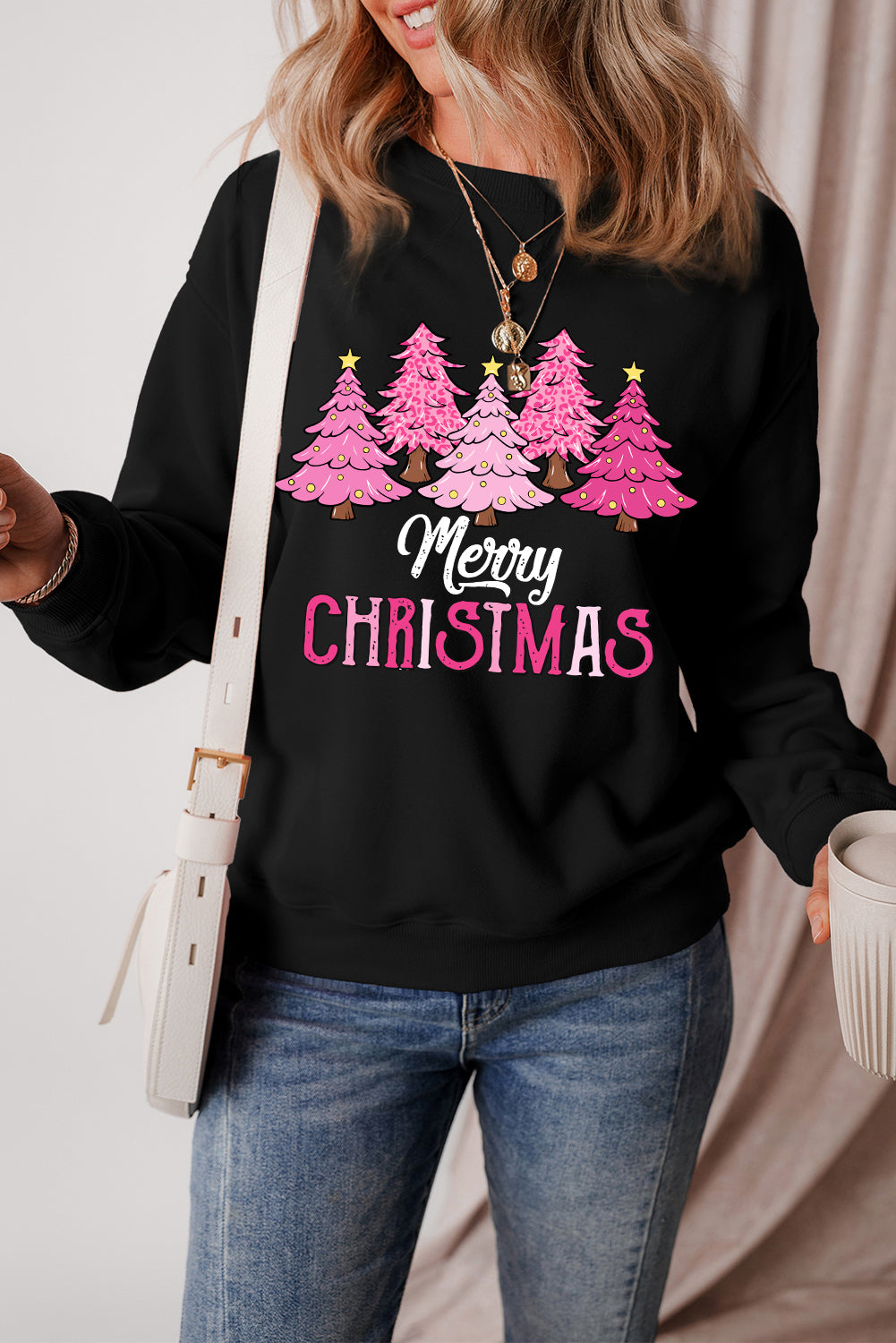 Black Merry Christmas Graphic Sweatshirt