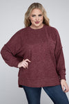 Plus Brushed Melange Drop Shoulder Sweater